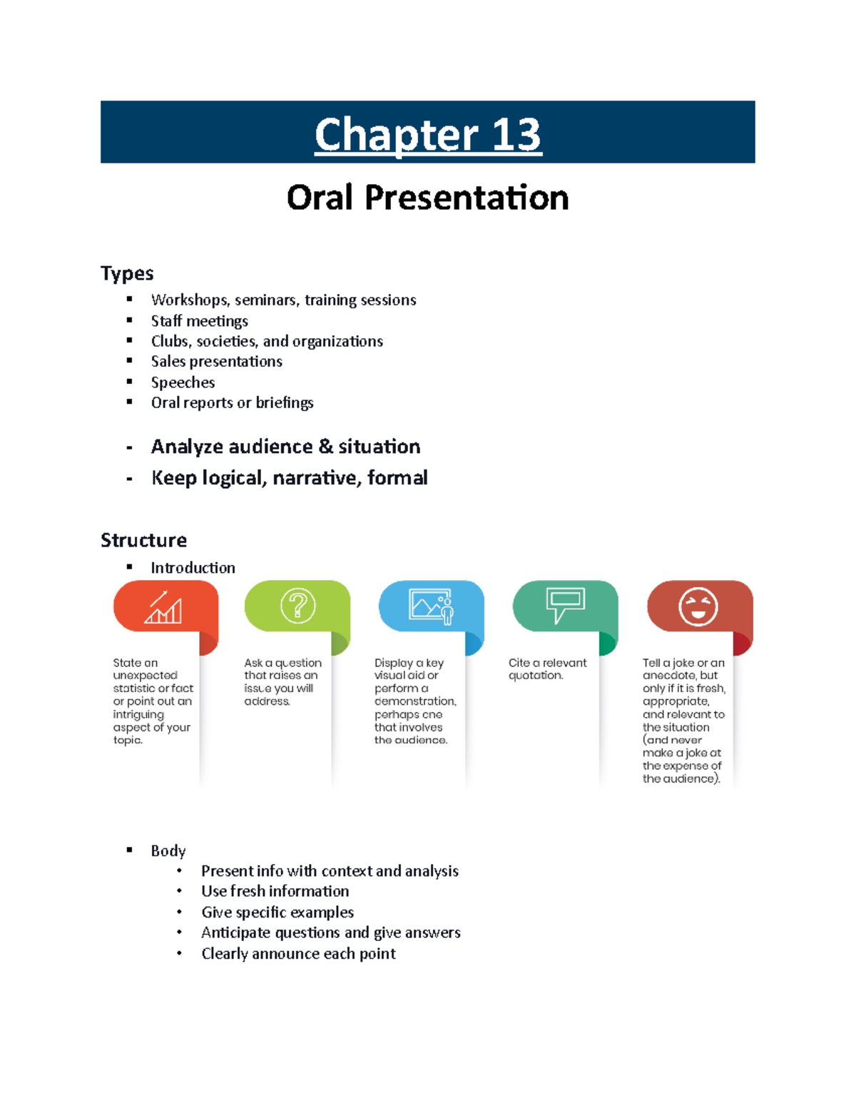 Class 7 Notes - This Summarizes The Chapter - Chapter 13 Oral ...