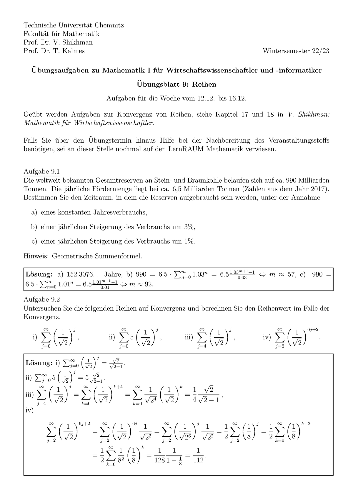 Musterlösungen Übungsblatt 09 - Technische Universit ̈at Chemnitz ...