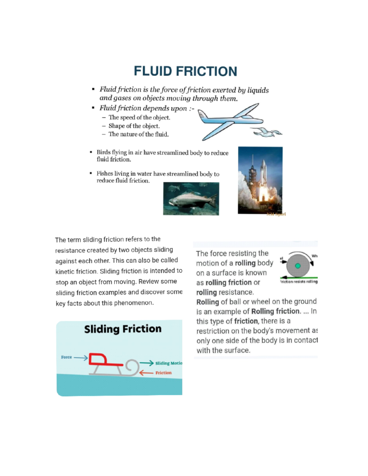Friction - Summaries of the assignment on different topics given ...