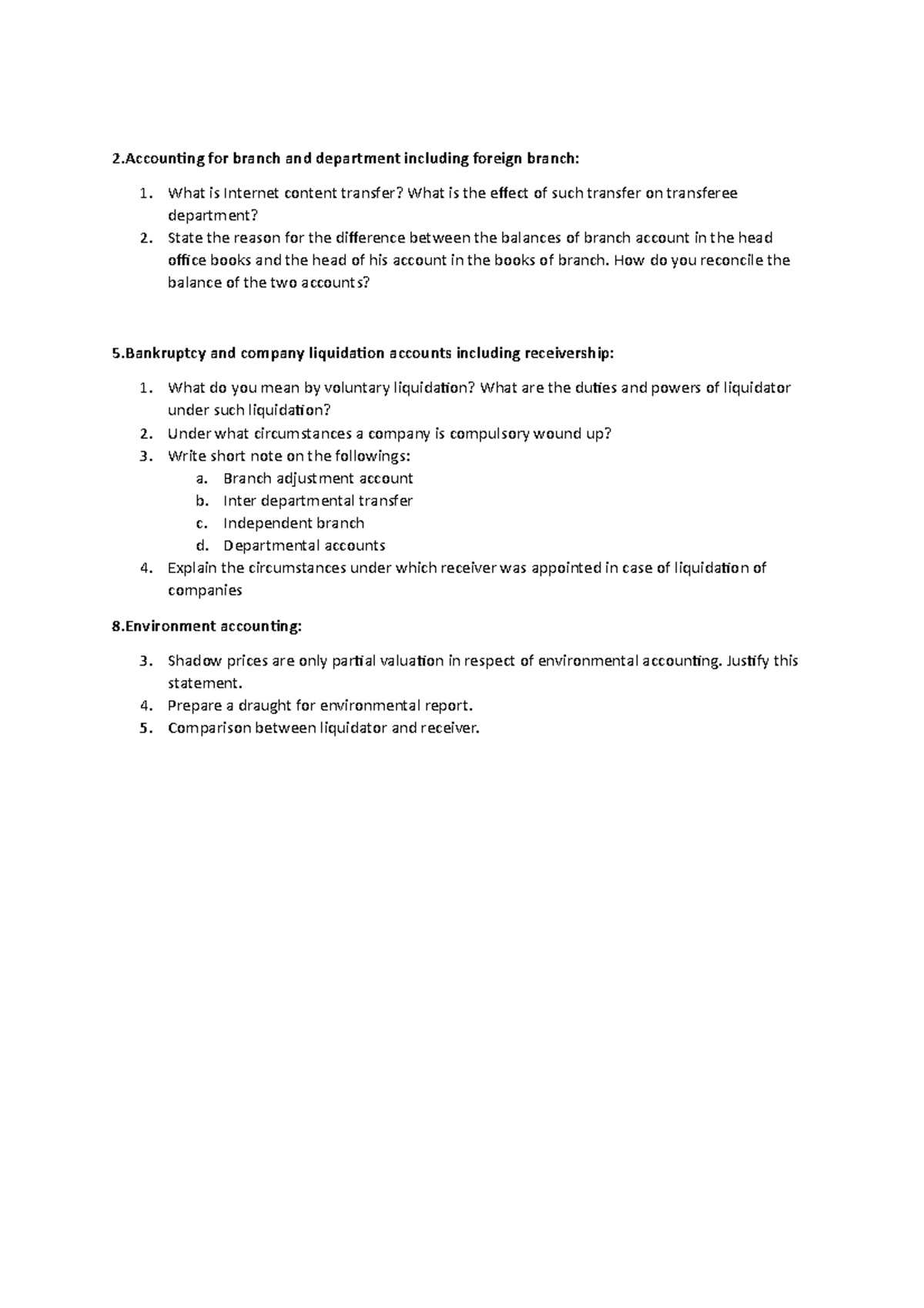 AFA 2 questions of exam - Advance Financial Accounting - 2 for branch ...