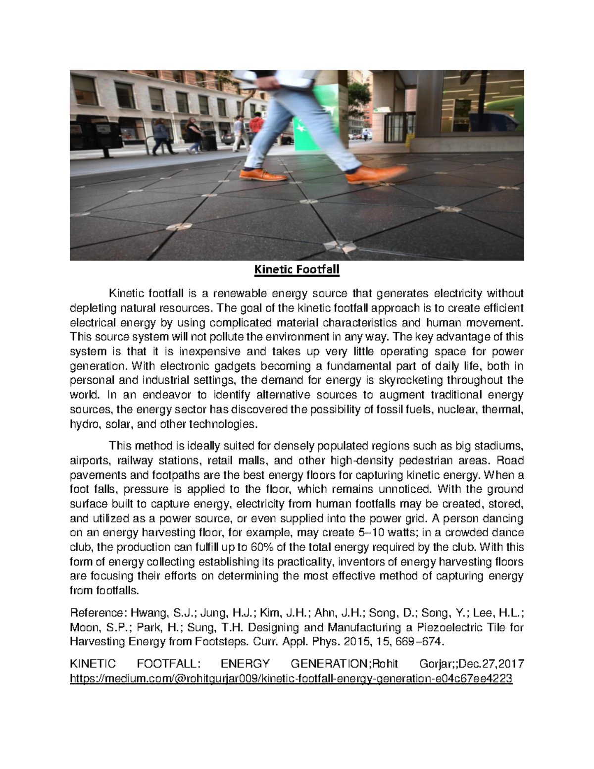 Transpo Footfall footfall is a renewable energy