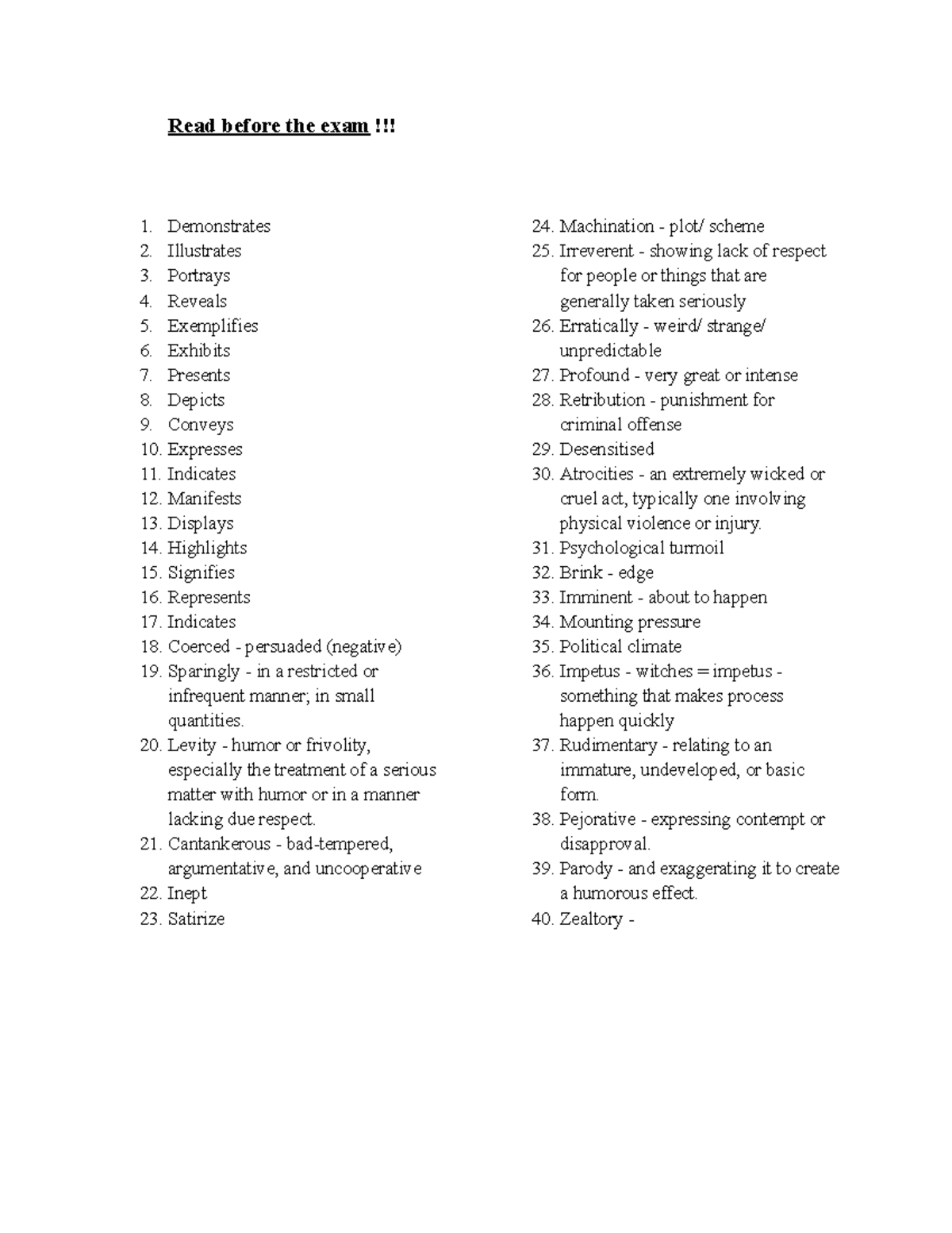 Evidences + fancy words to use in english exam - ENGADV - USyd - Studocu