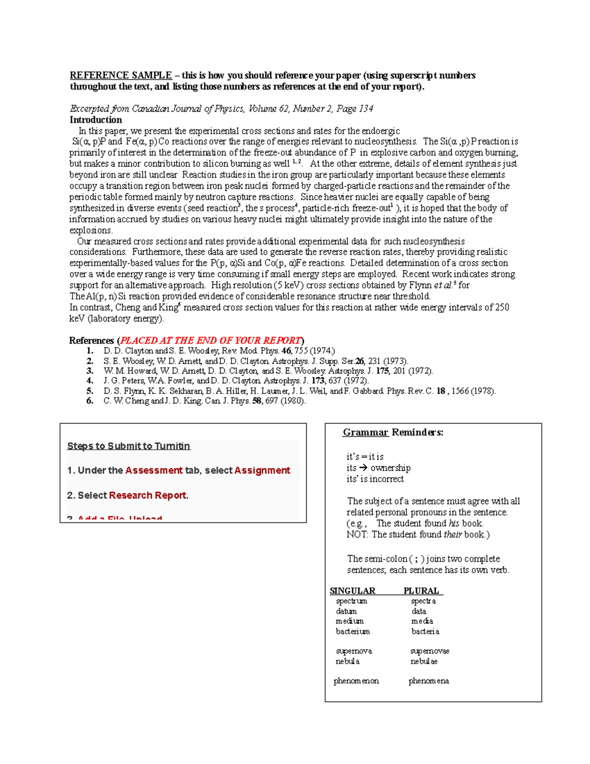 Report References Example - REFERENCE SAMPLE – this is how you should ...