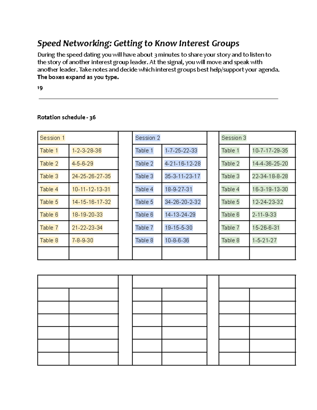 Copy of Speed Networkinng Note Taking Handout - Speed Networking ...