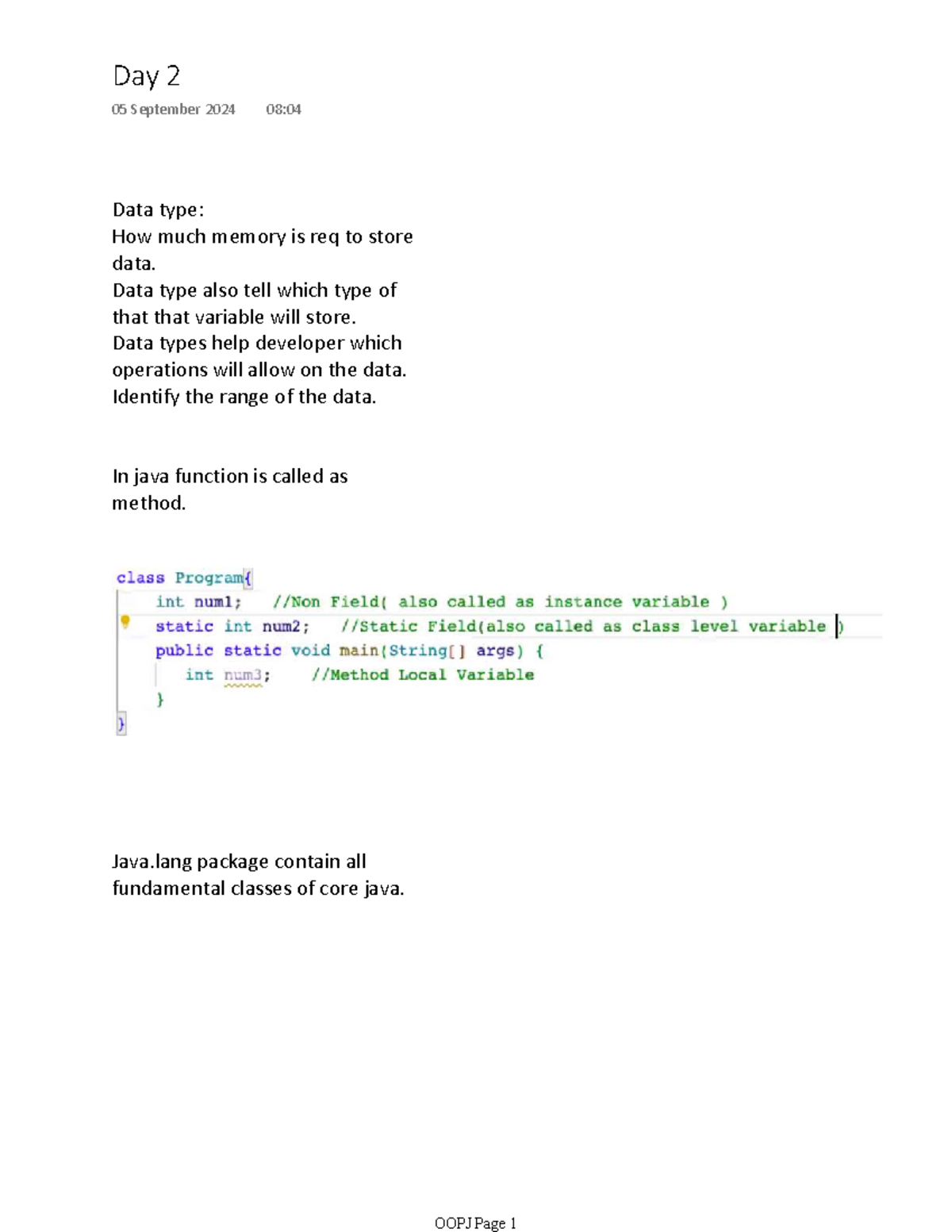 Notes 1 - i studied on day 2 - Advance Java - Data type: How much ...