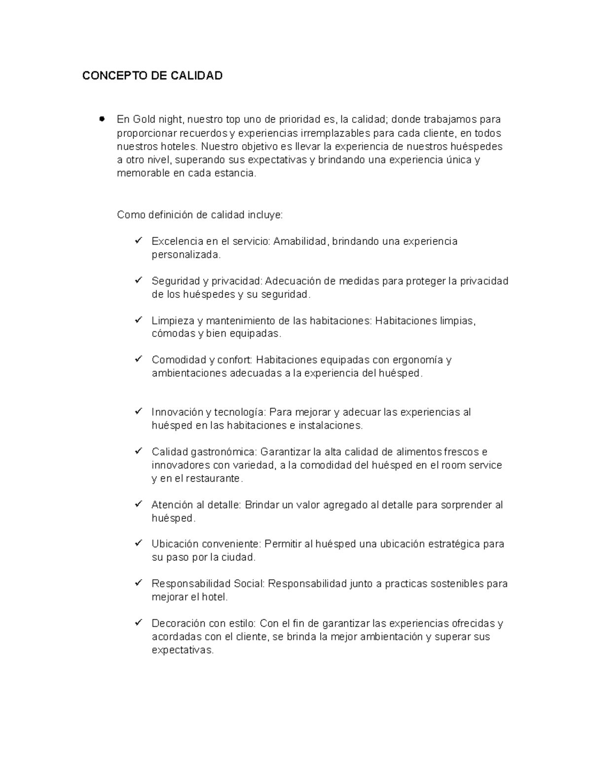 Concepto DE Calidad - CONCEPTO DE CALIDAD En Gold night, nuestro top ...
