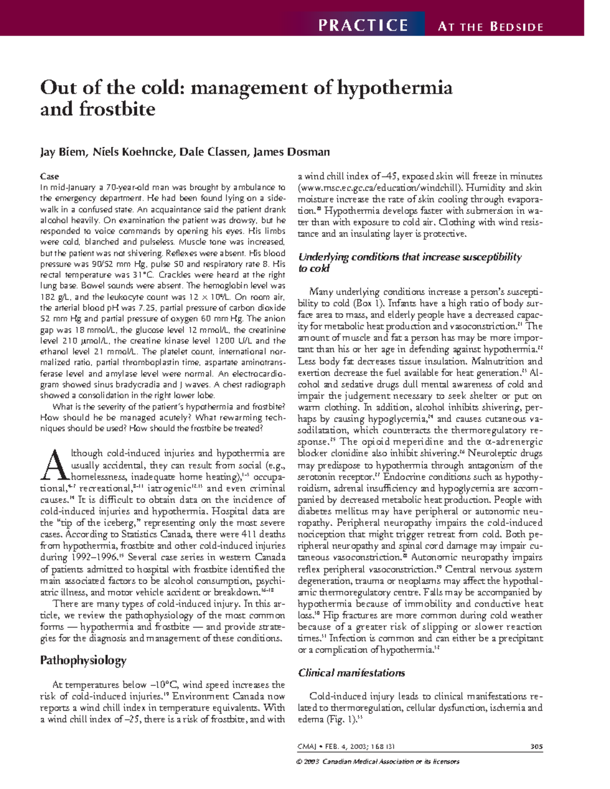 Out of the cold: management of hypothermia and frostbite - Case In mid ...