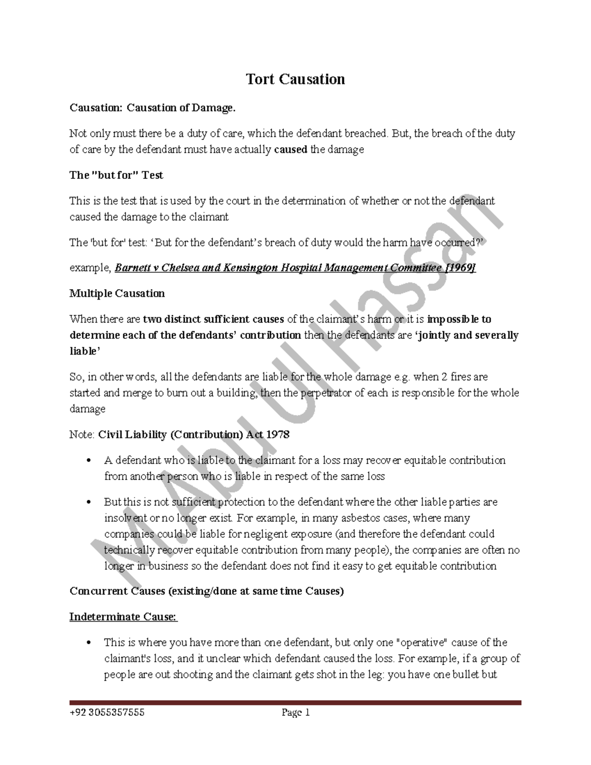 Tort Causation - want to download - Tort Causation Causation: Causation ...