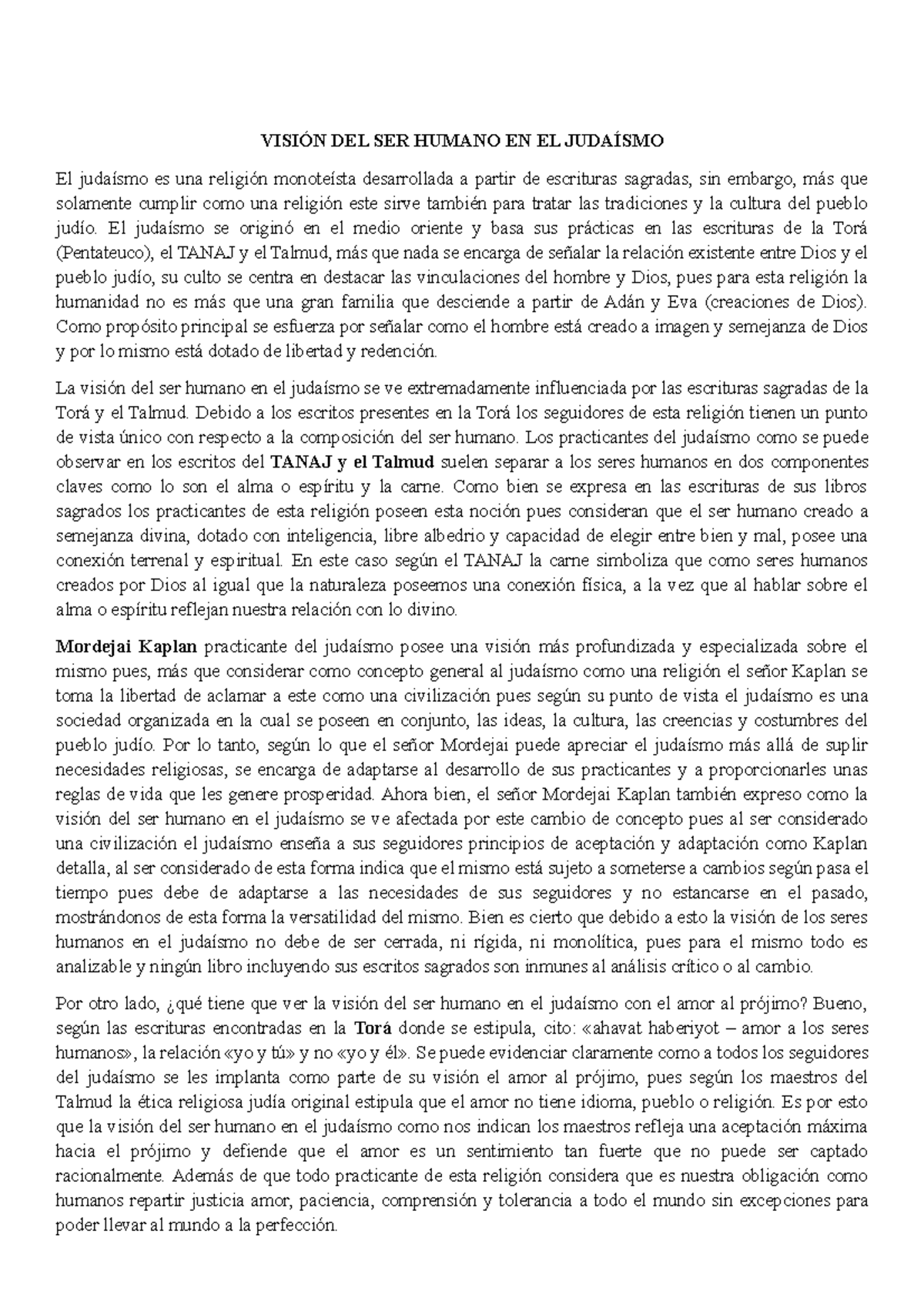 Vision del ser humano en el judaismo facil - VISIÓN DEL SER HUMANO EN ...