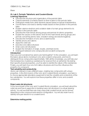 Week 3 Lab-Stoichiometry And Solutions - OL Lab 3: Stoichiometry ...