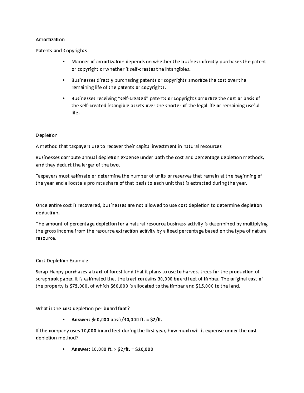 Lecture Notes 9a - Amortization Patents and Copyrights - Manner of ...