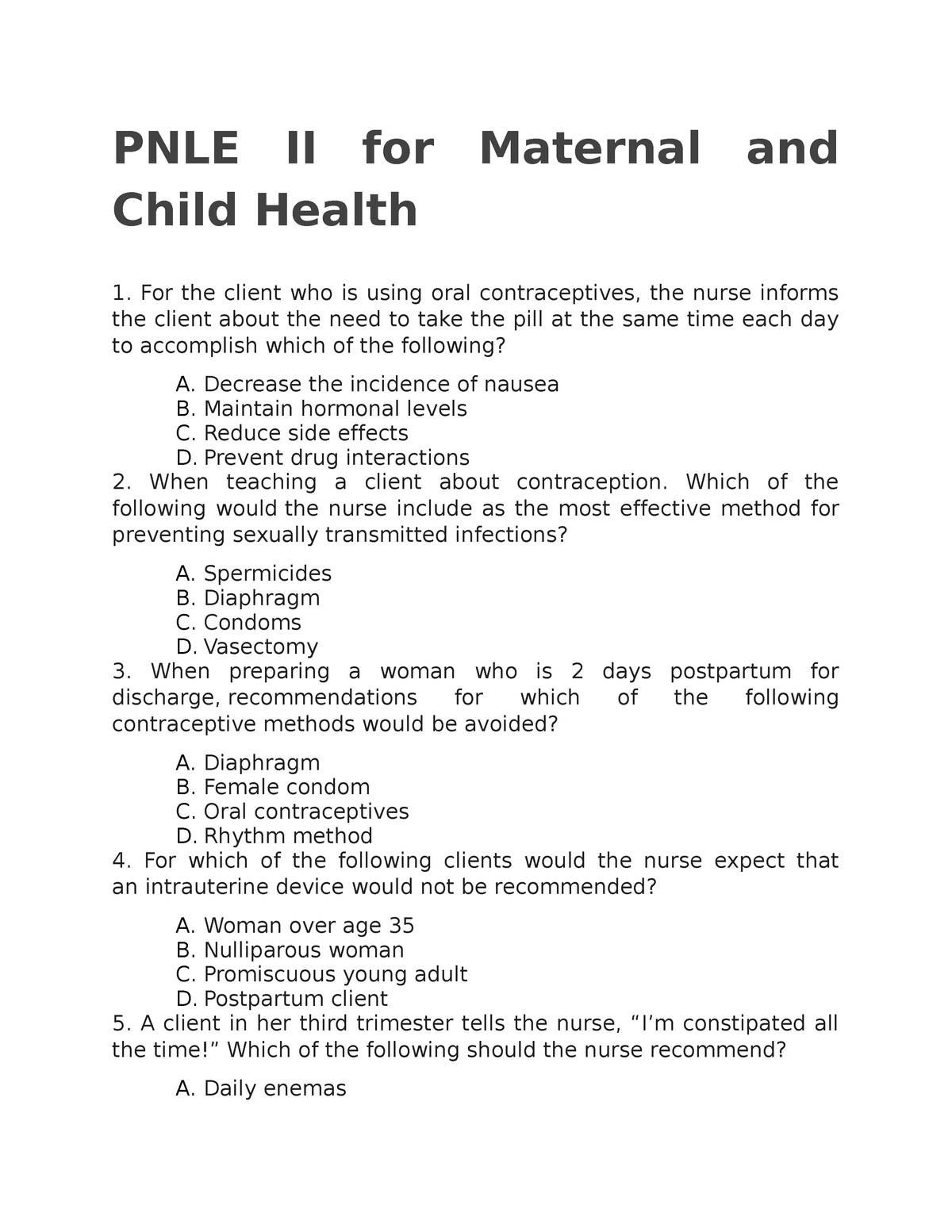 PNLE II For Maternal And Child Health - PNLE II For Maternal And Child ...