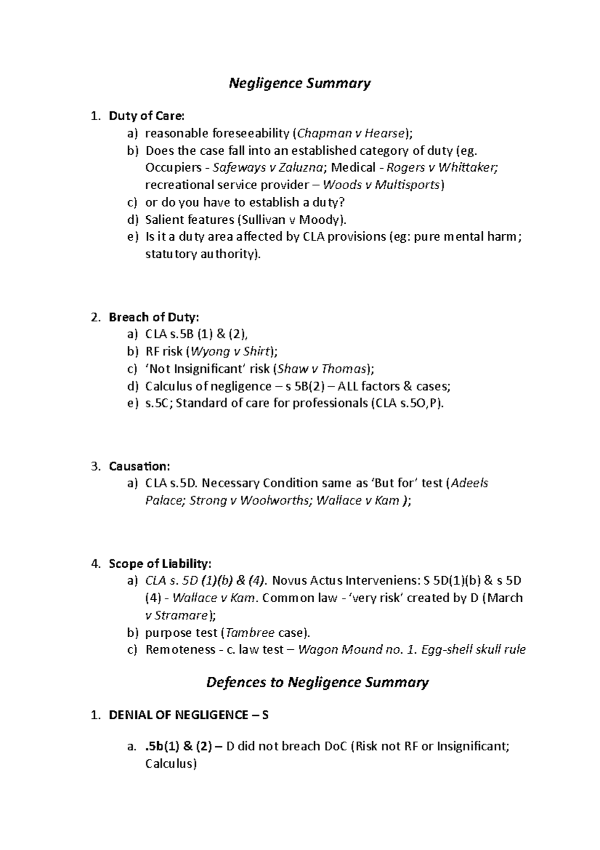 negligence-summary-for-negligence-in-the-law-of-torts-negligence