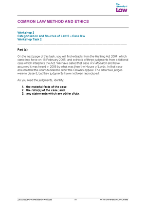 270921 workshop task 1 - WS task 1 Materials - COMMON LAW METHOD AND ...