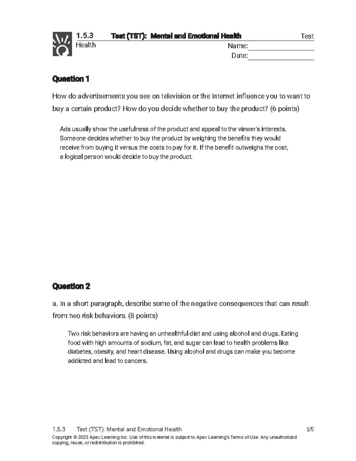 Kami Export - 1.5.3 Test (TST) - Mental and Emotional Health (Test ...