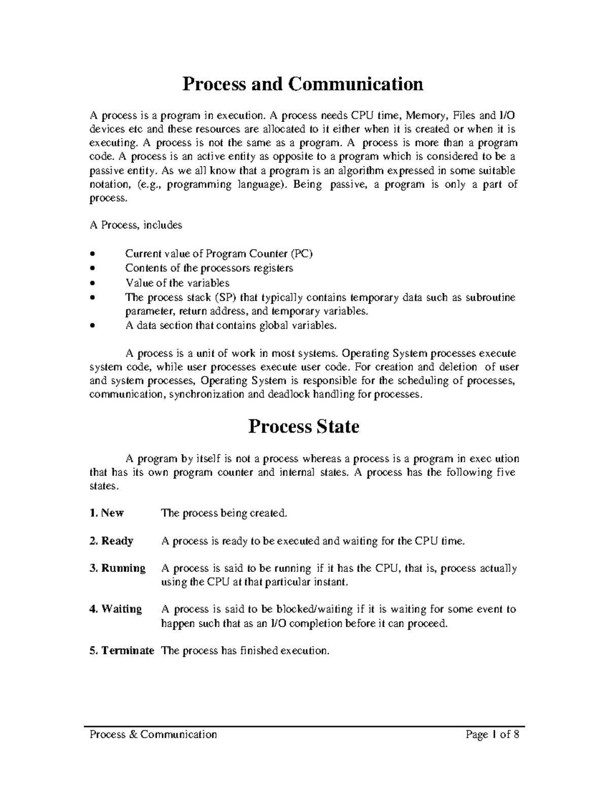 2 Process n Communication - Process and Communication A process is a ...
