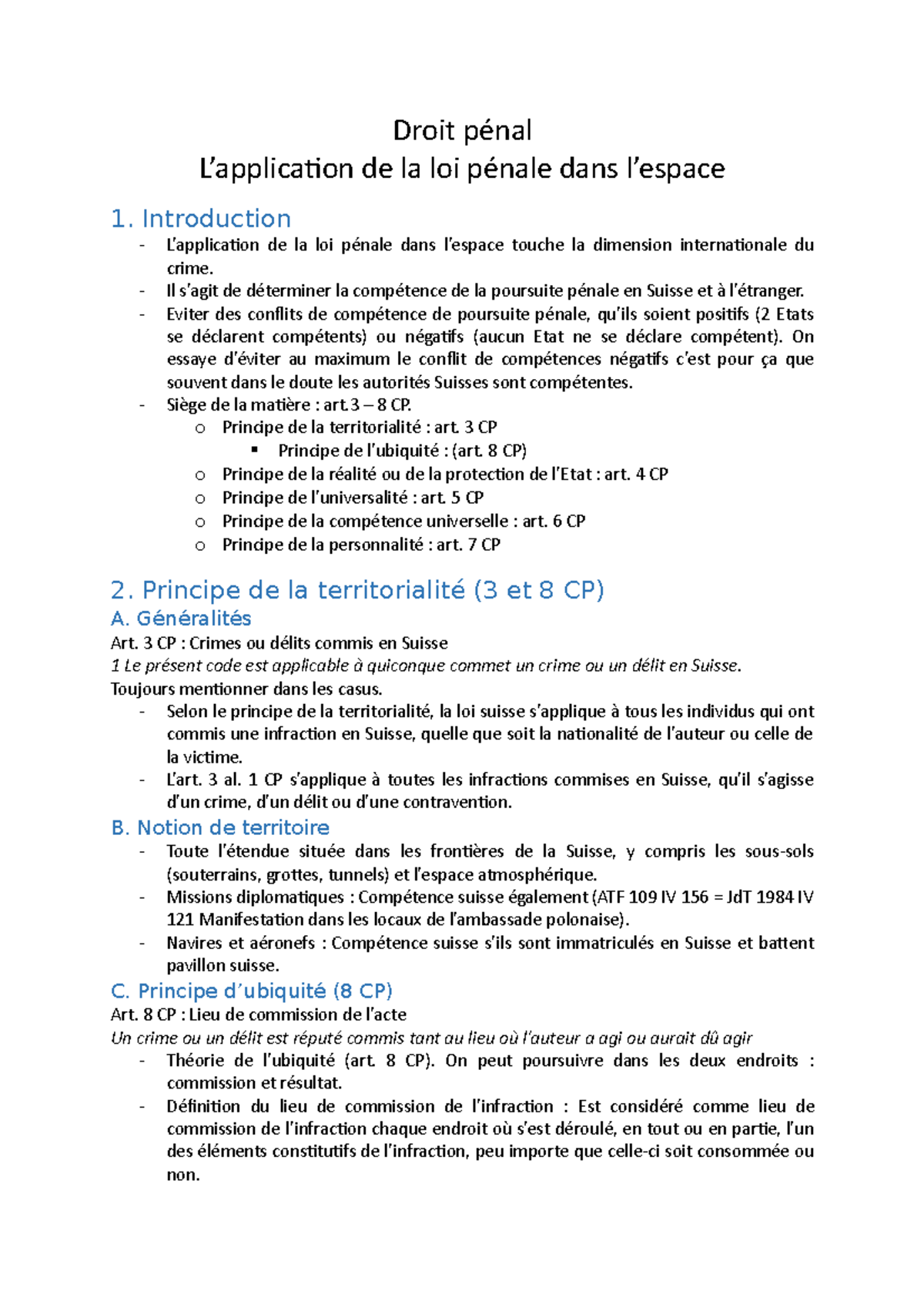 Chapitre 13 - L'application De La Loi Pénale Dans L'espace - Droit Pénal L’application De La Loi ...