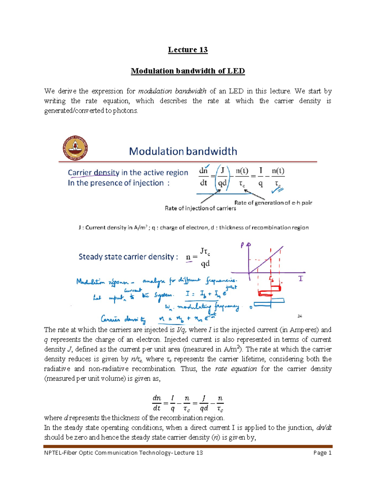 Lec14 Notes NPTELFiber Optic Communication Technology Lecture 1 3