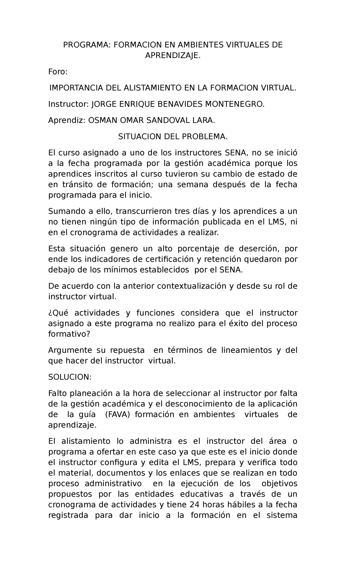 Importancia DEL Alistamiento - PROGRAMA: FORMACION EN AMBIENTES ...