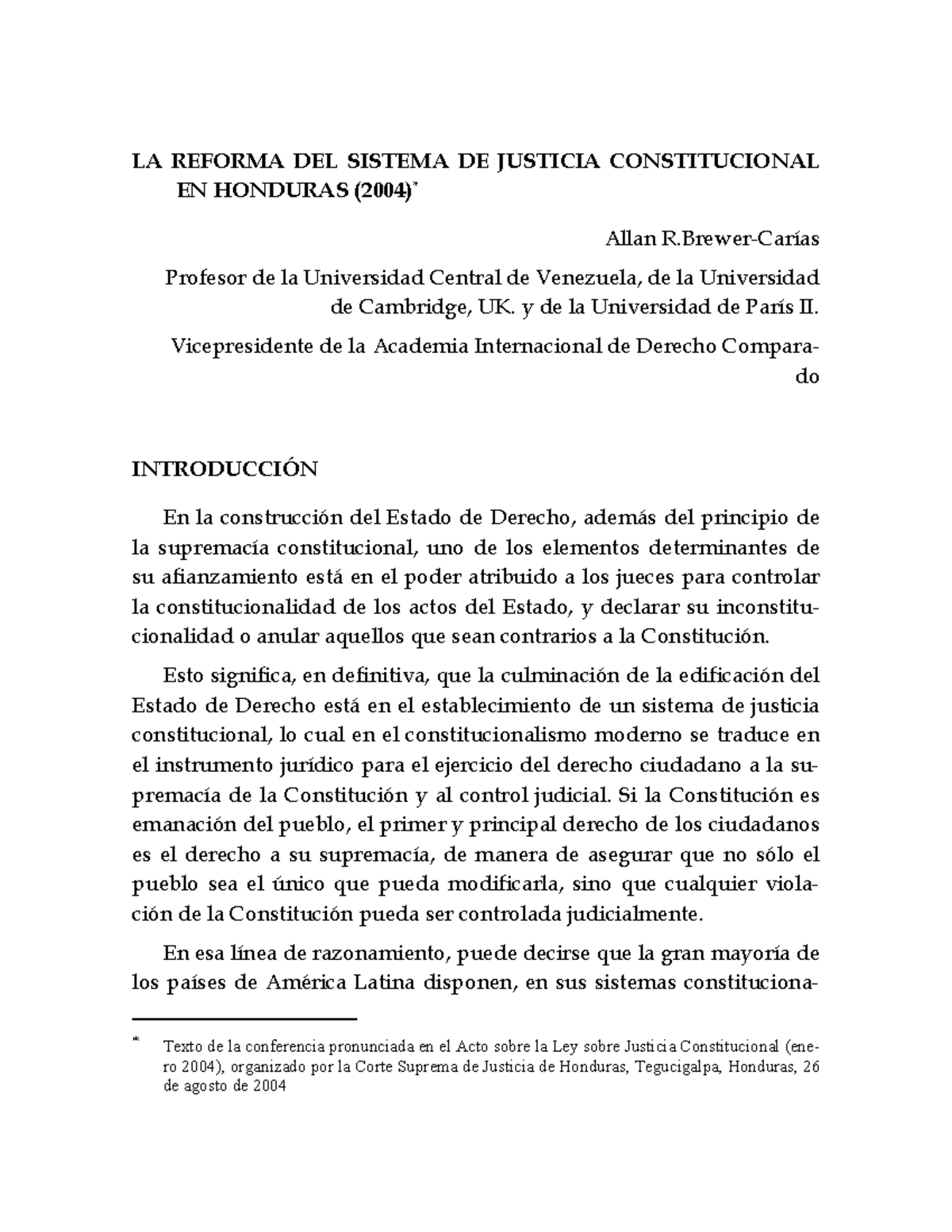 La Reforma del Sistema de Justicia Constitucional en Honduras - LA ...