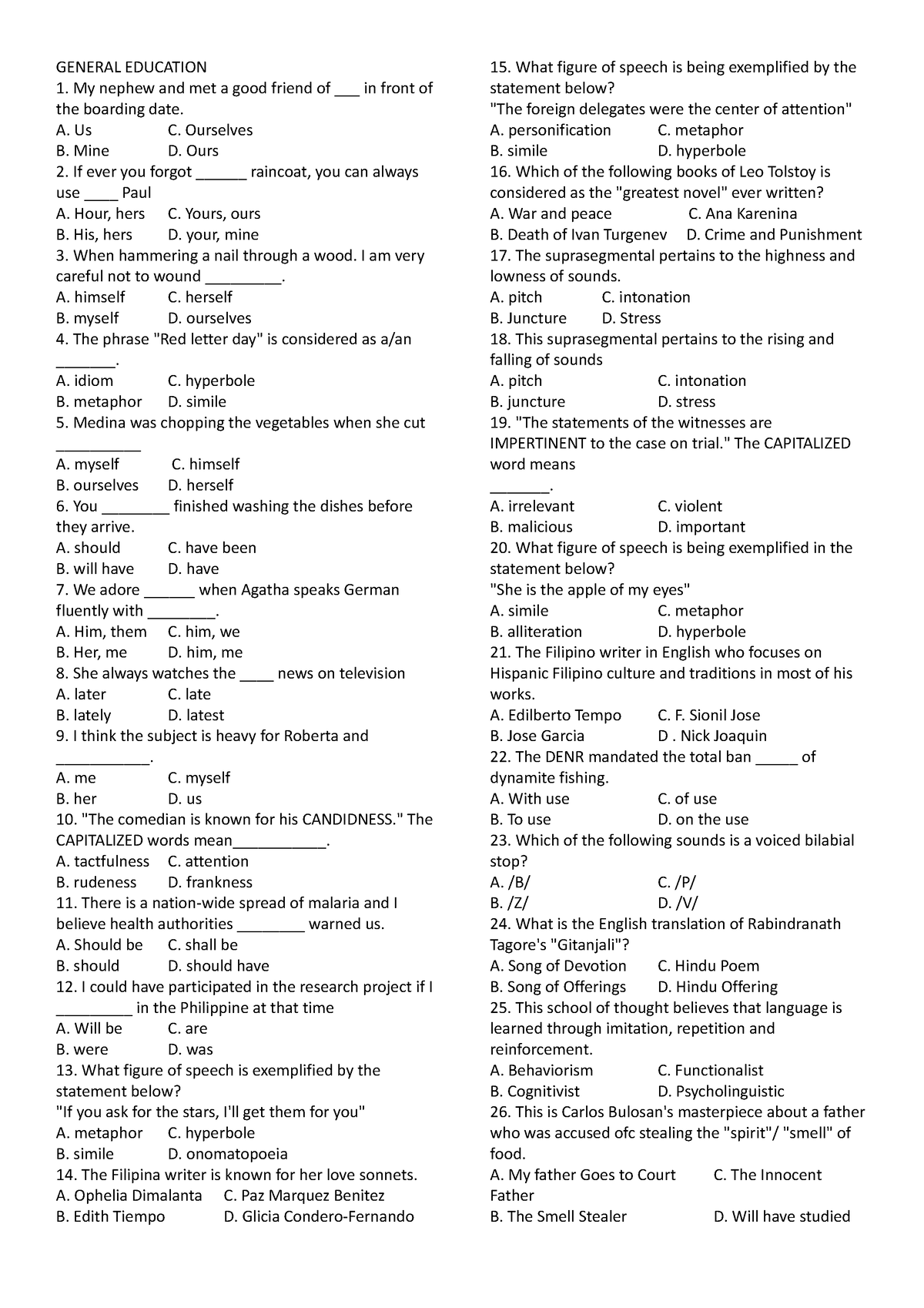 General- Education - Assessment - teacher education - PNU - Studocu