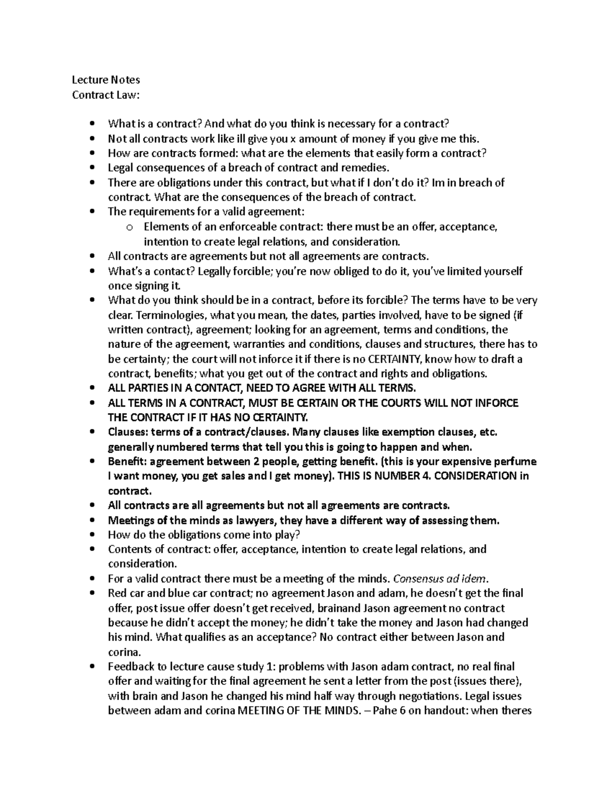 Contract Law Lecture 2 - Lecture Notes Contract Law: What is a contract ...