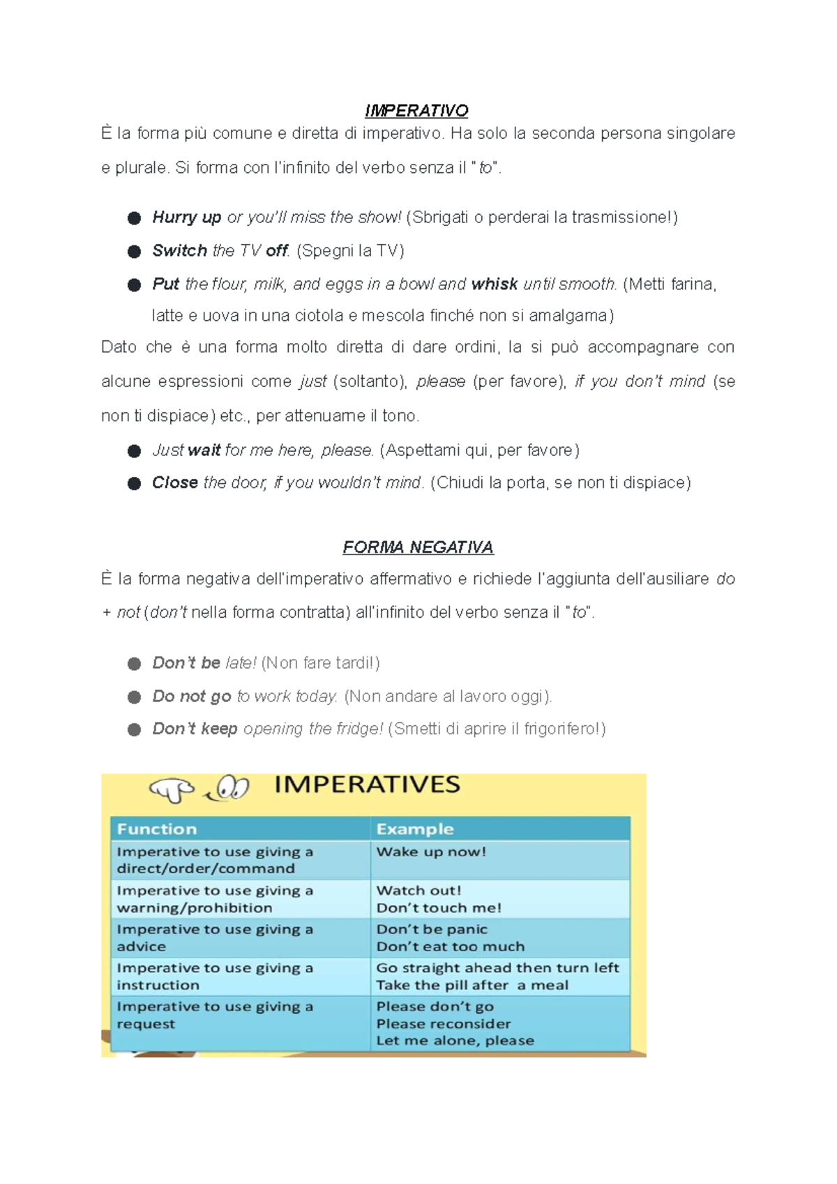 Imperativo+ modal verbs+ can could IMPERATIVO È la forma più comune e