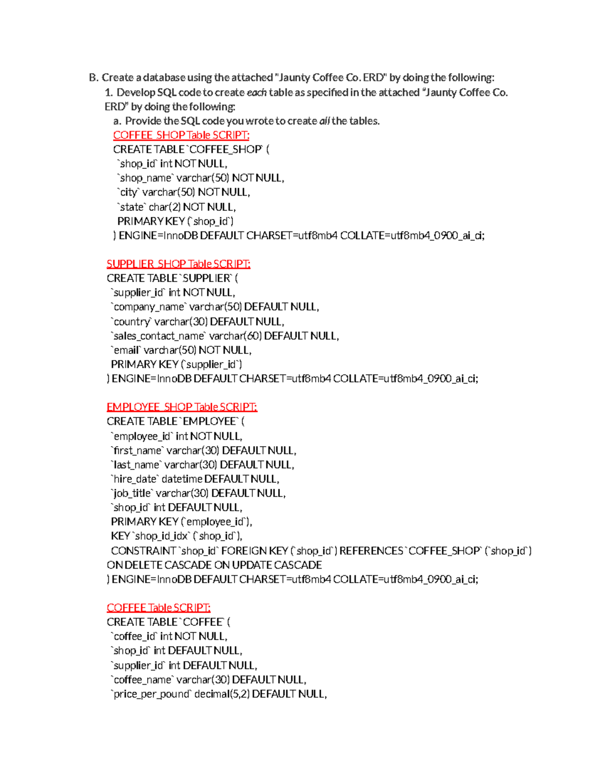 Normalization AND Database Design - B. Create A Database Using The ...