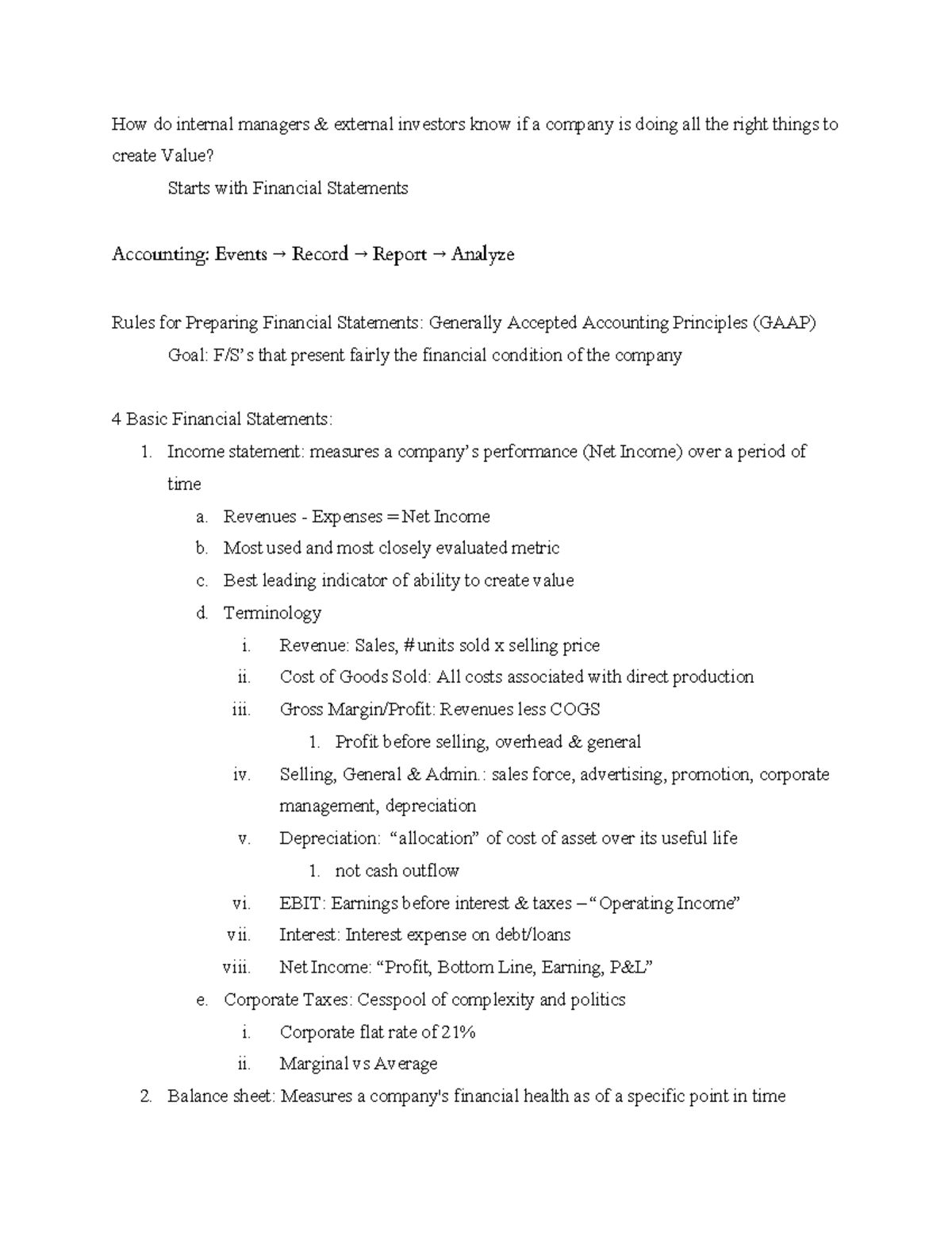 Module 1- Financial Statements - How do internal managers & external ...
