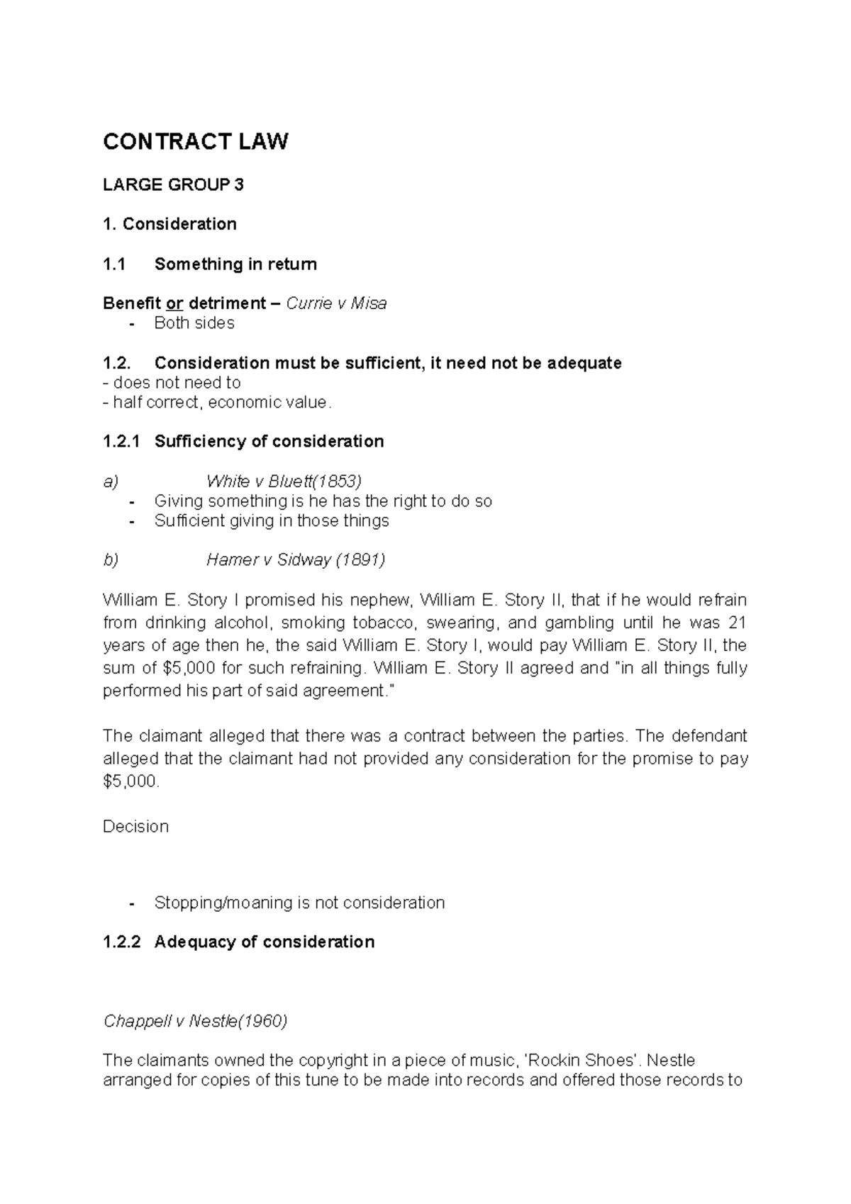 Contract LAW lg 3 - consideration - CONTRACT LAW LARGE GROUP 3 ...
