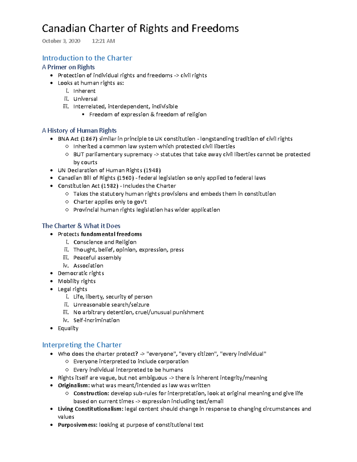 Charter - Inherent ii. Universal Interrelated, interdependent ...
