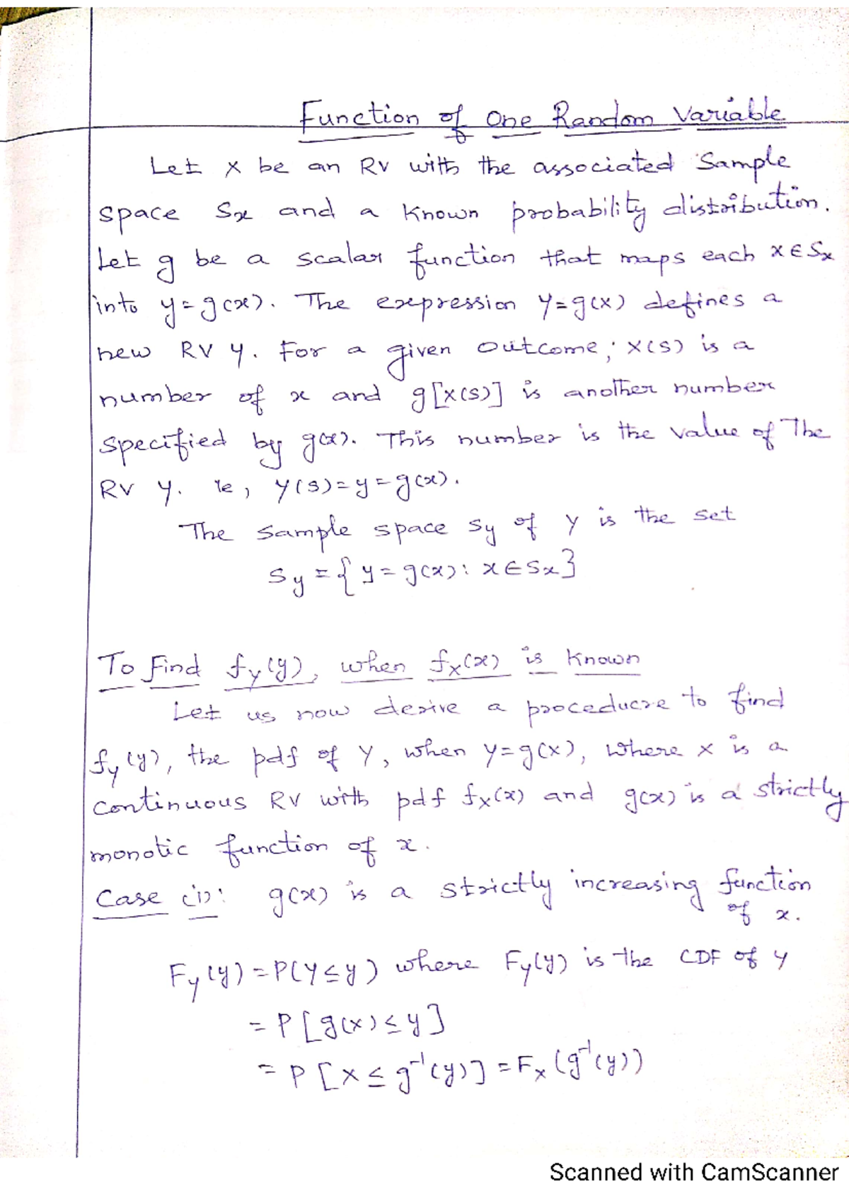 Functions of one random variable - Probability and Queuing Theory - Studocu