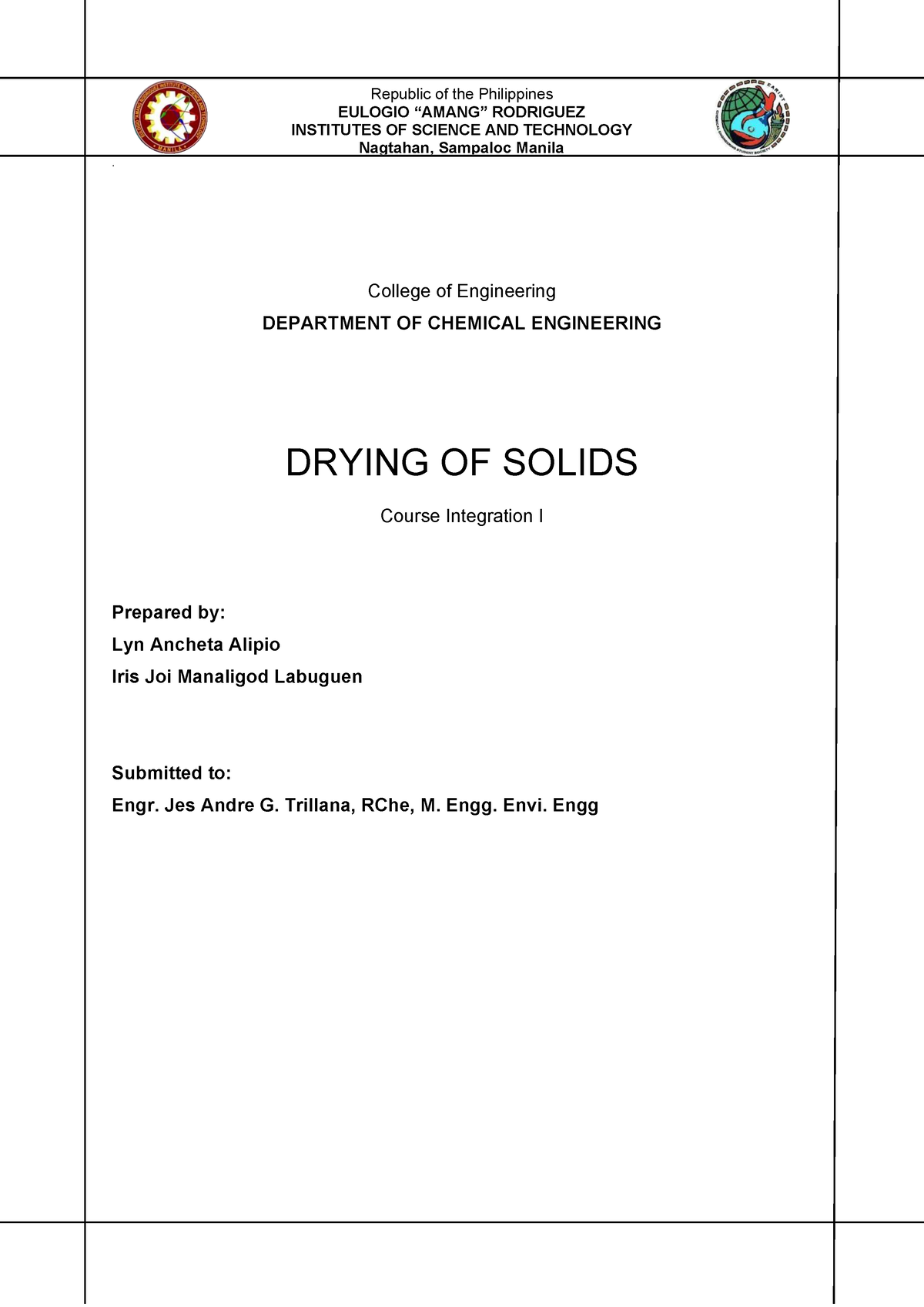 Drying Of Solids ( Theoretical Problems) - . College Of Engineering ...