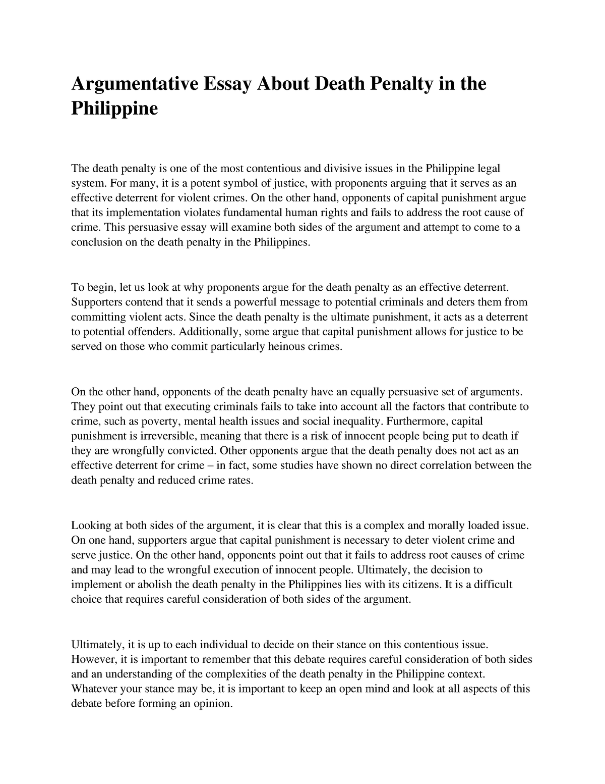 research paper about death penalty in the philippines