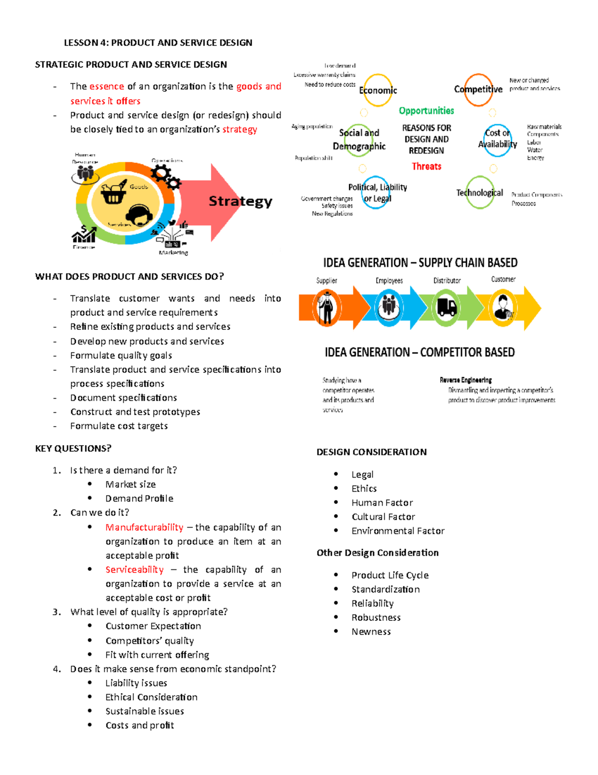 Lesson 4 Product and Service Design LESSON 4 PRODUCT AND SERVICE