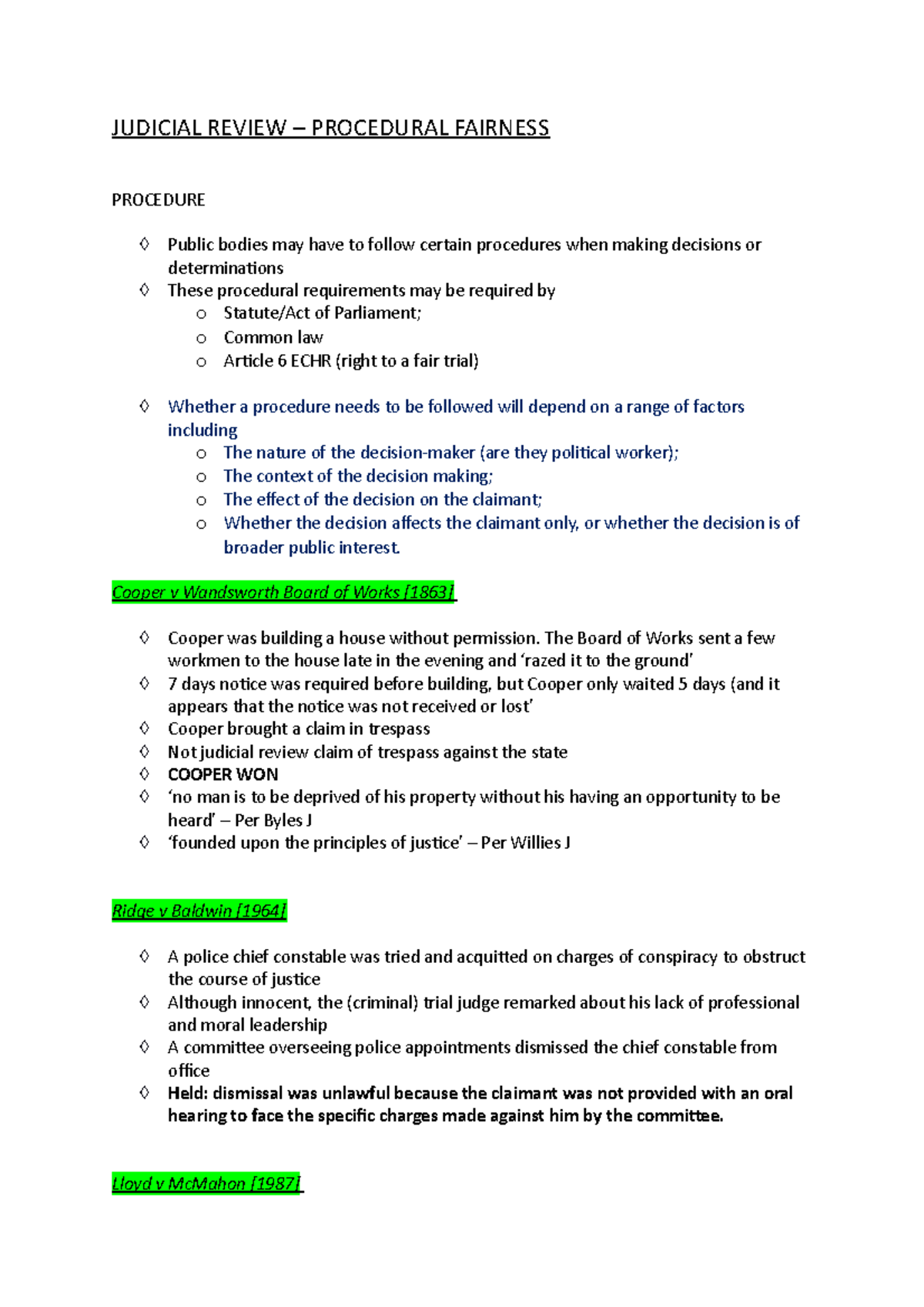 Judicial Review - Procedural Fairness - JUDICIAL REVIEW – PROCEDURAL ...
