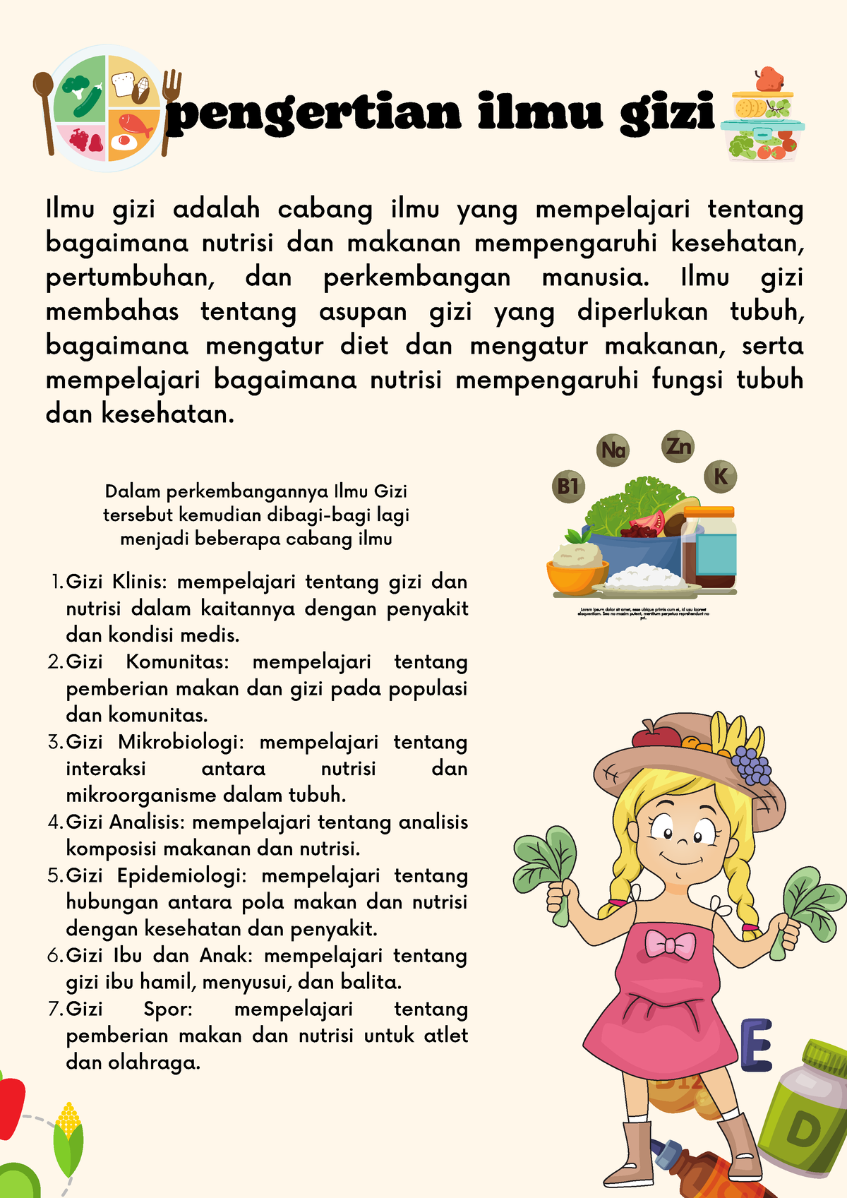 Pengertian Ilmu Gizi Ilmu Gizi Adalah Cabang Ilmu Yang Mempelajari