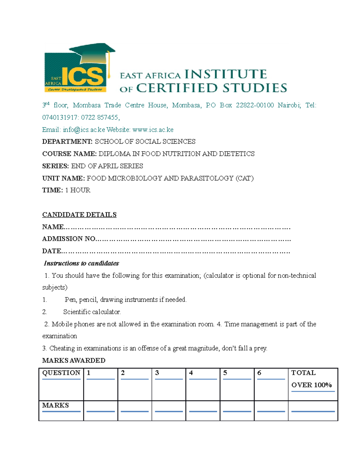 Foodmicrobiologycat rryyy 3 rd floor, Mombasa Trade Centre House