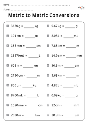 Kami Export - Metric-to-Metric-Conversion-Worksheet-with-Answers - Name ...