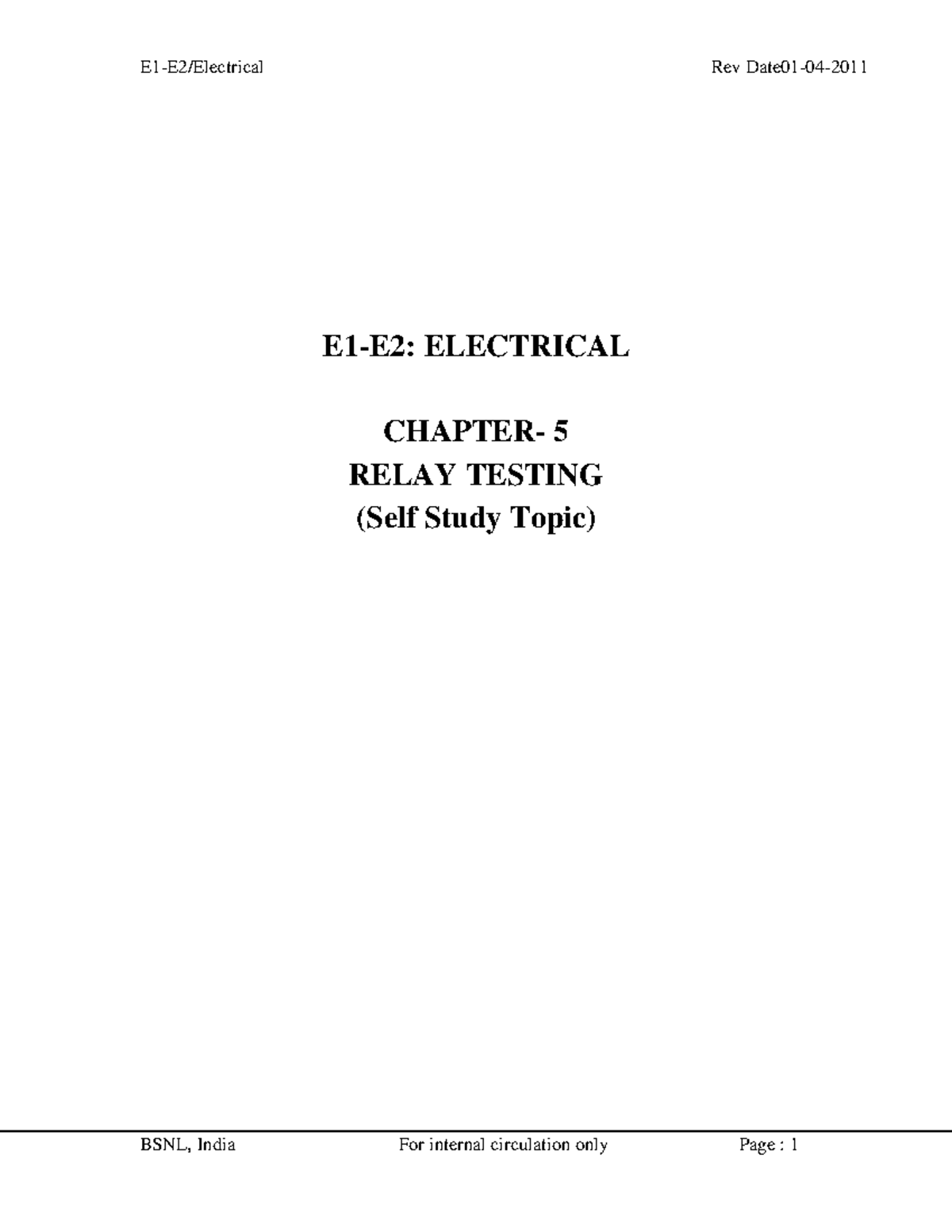 Chapter 05.(self study)Relay Testing E1E2 ELECTRICAL CHAPTER 5