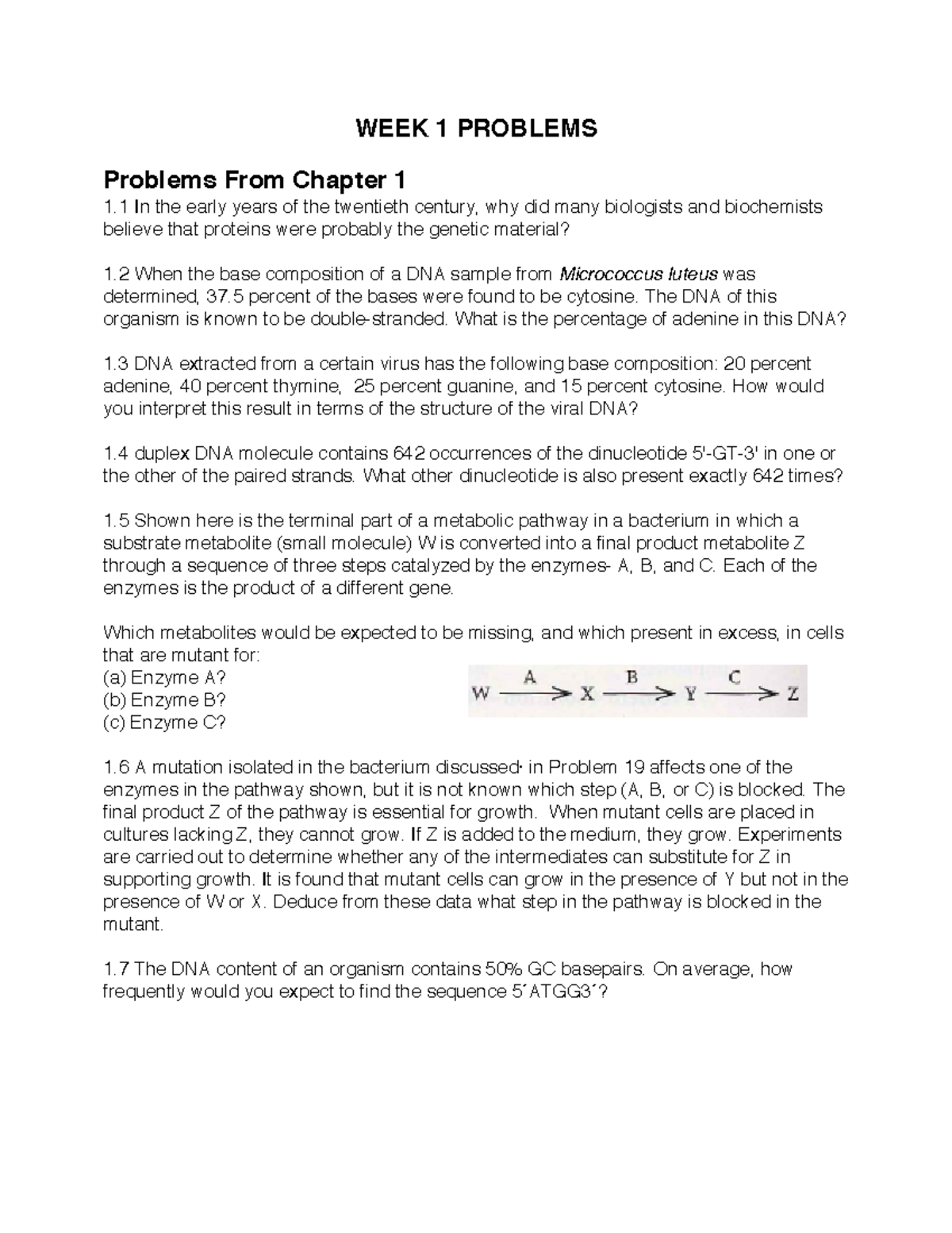 Week 1 Problems - WEEK 1 PROBLEMS Problems From Chapter 1 1 In the ...