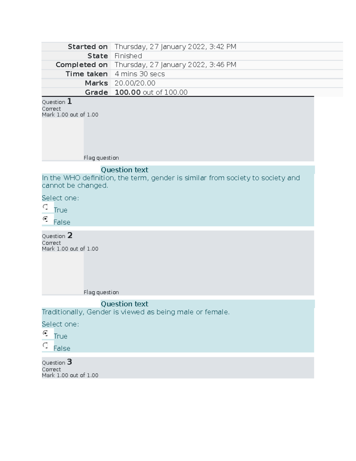 Gender AND Society Prelim QUIZ 1 - Started On Thursday, 27 January 2022 ...