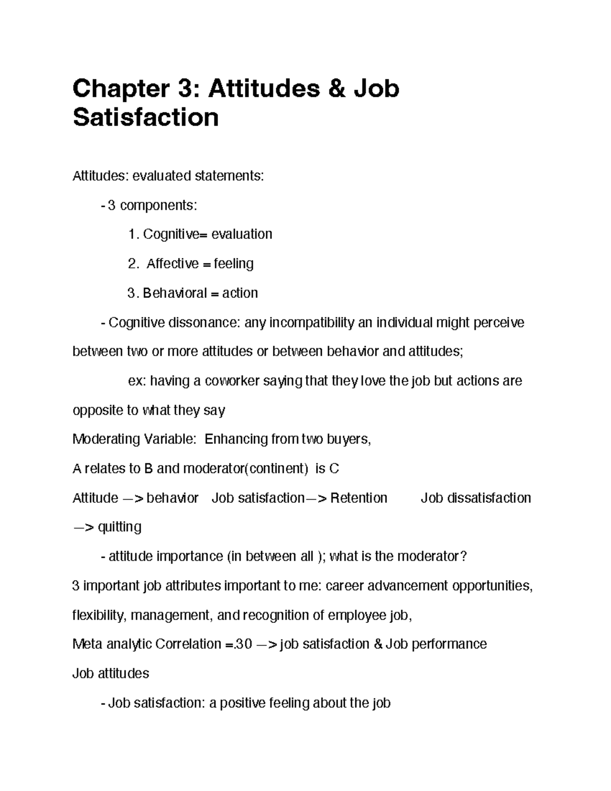 Chpt 3 Chpt 3 Chapter 3 Attitudes & Job Satisfaction Attitudes