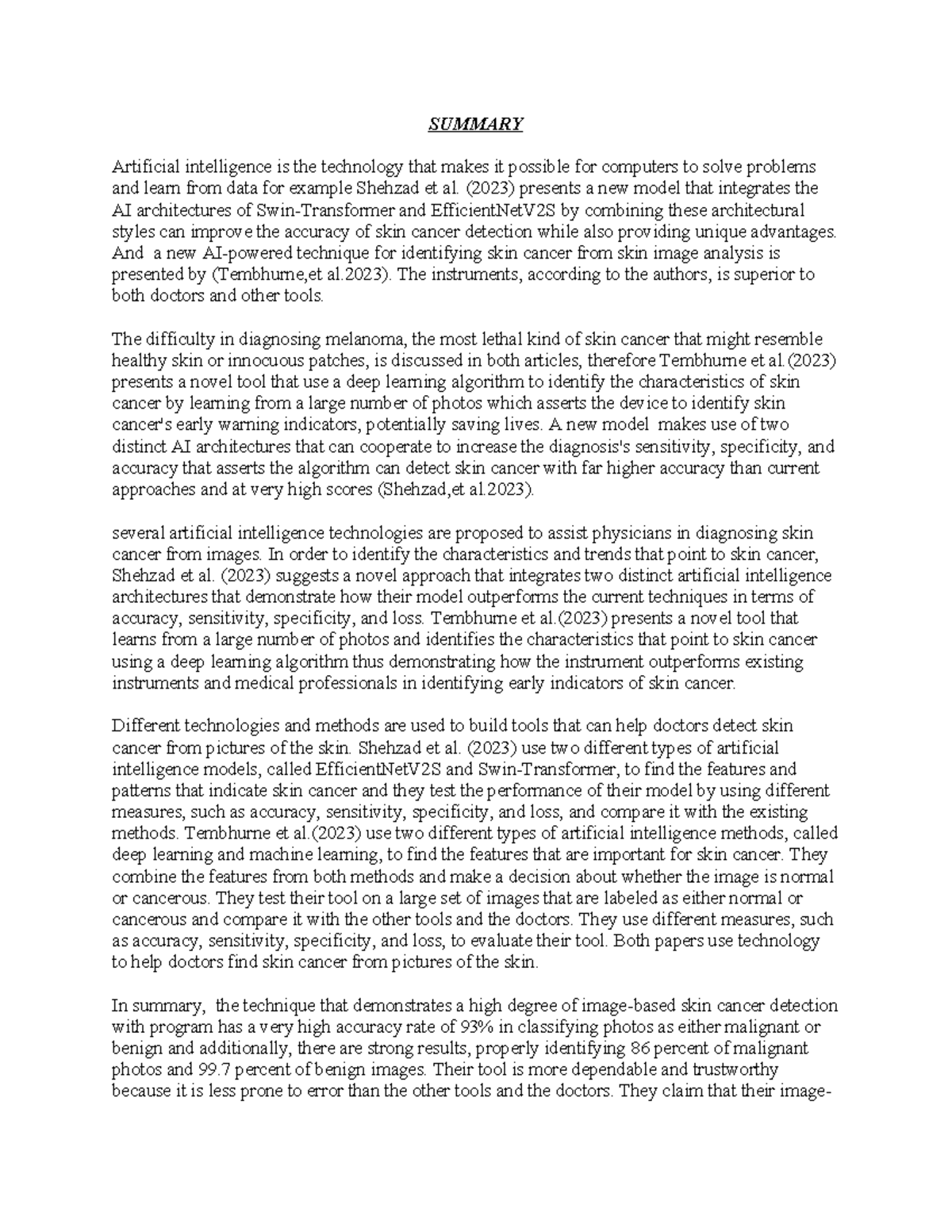 Final cat 2 research - info - SUMMARY Artificial intelligence is the ...