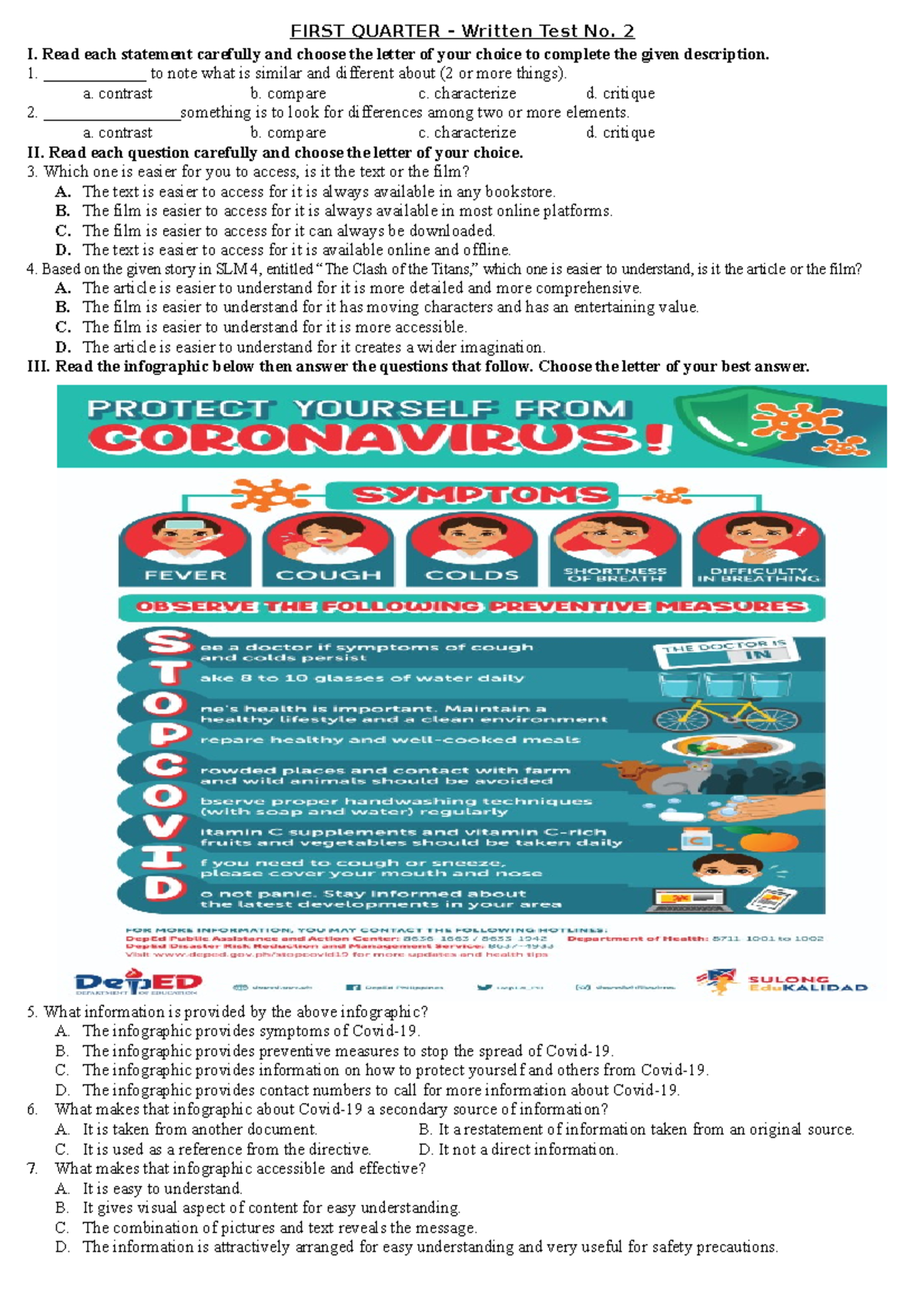 Q1 WT2 - These documents are meant for Grade 10 learning English 10 ...