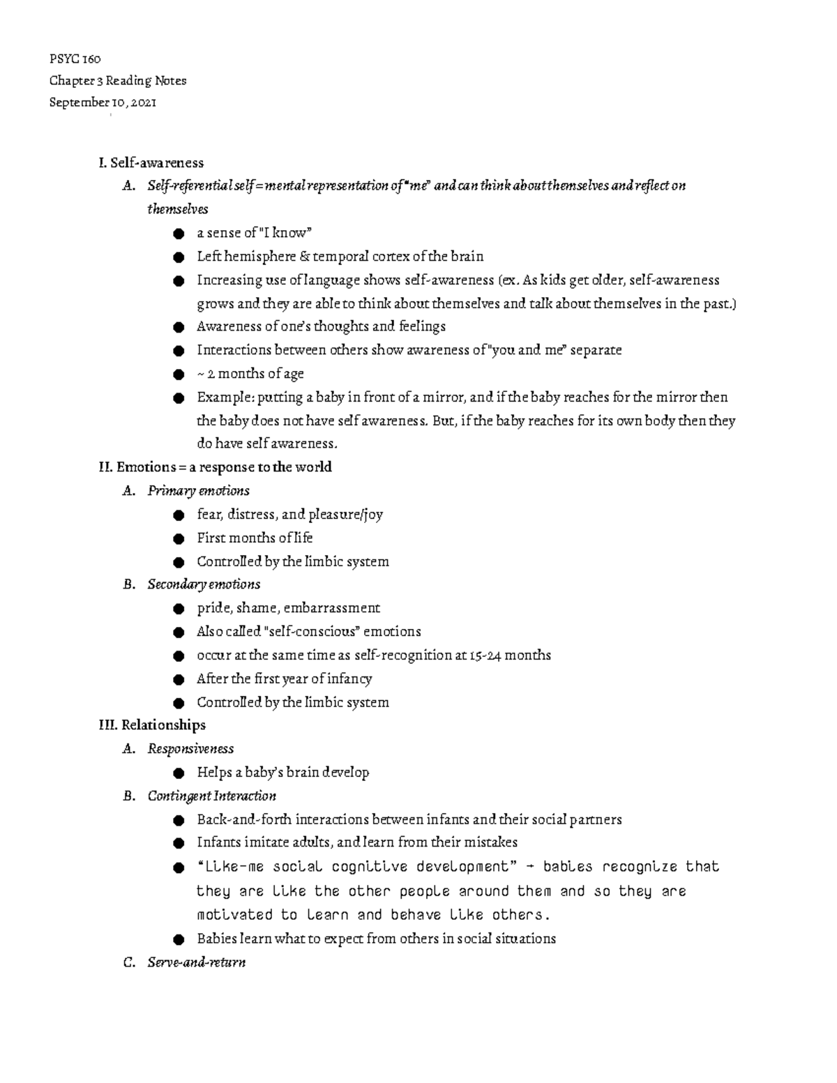 9 10 CH. 3 Reading Notes Social and Emotional Development - Chapter 3 ...