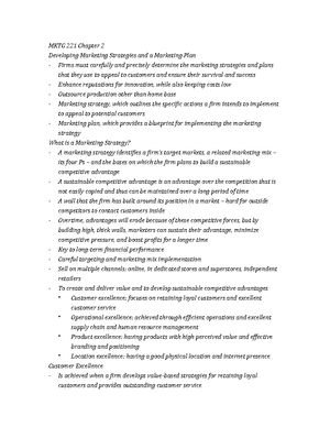 Ch9 - Lecture notes 9 - MKTG 221 Chapter 9 Segmentation, Targeting, and ...