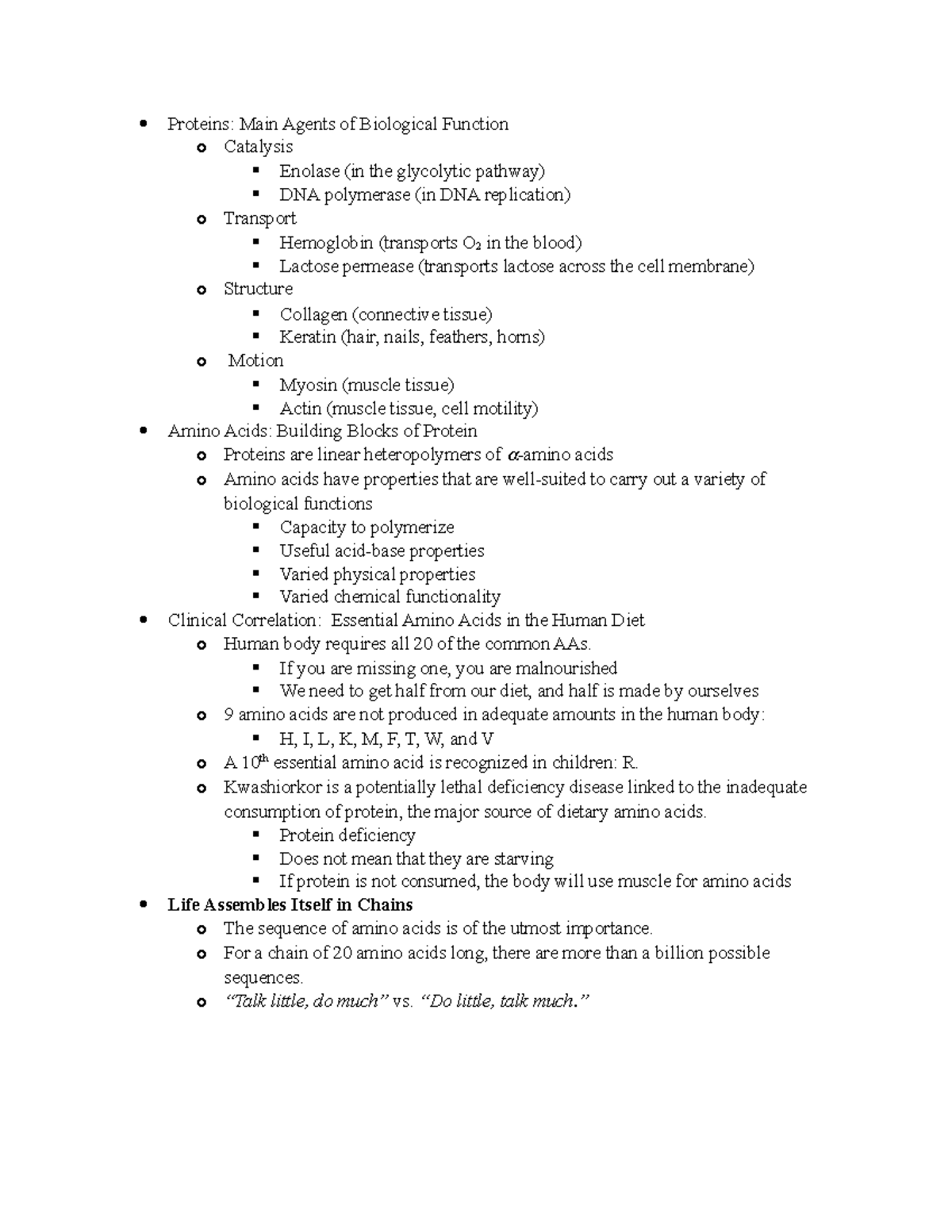 Chapter 3 Amino Acids, Peptides, and Proteins - Proteins: Main Agents ...