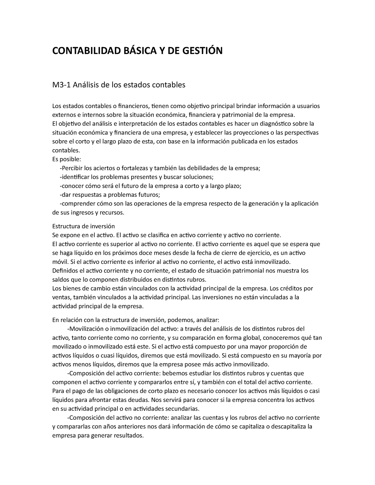 Resumen Contabilidad Básica Y De Gestión Contabilidad BÁsica Y De GestiÓn M3 1 Análisis De Los 6369