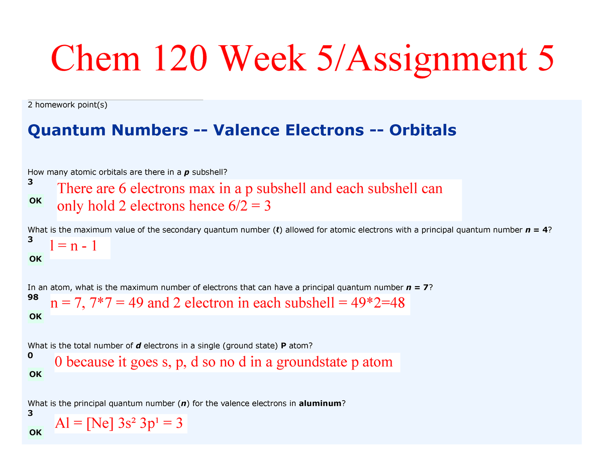 quantum numbers subshells